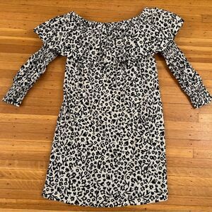 Zara white/black floral off the shoulder 3/4 sleeve dress